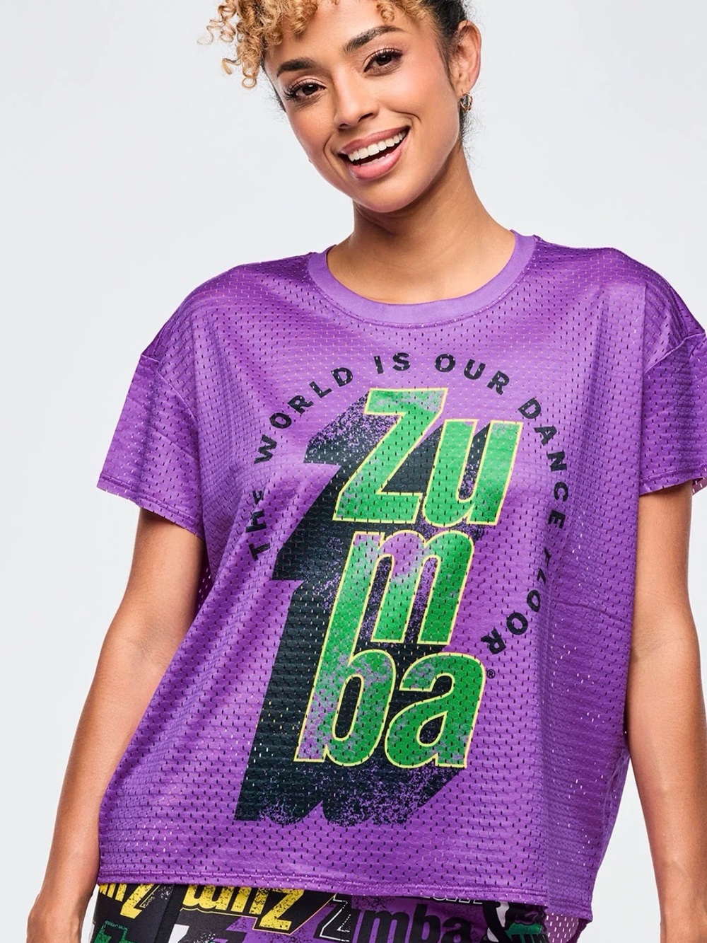 Apres Zumba Mesh High-Low Crew Neck Top